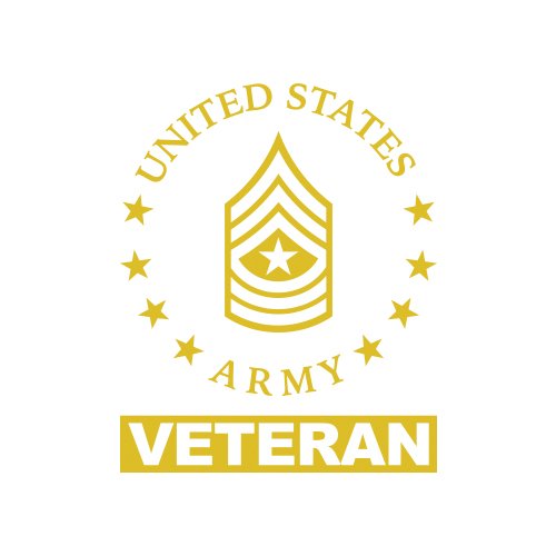 E-9 Sergeant Major Veteran US Army Rank Sticker - Decal - Die Cut SGM OR-9 - Gold
