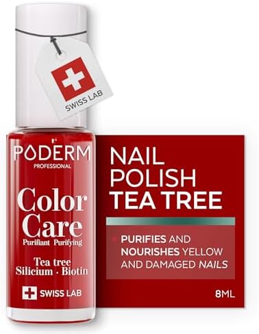 PODERM Nail Care Polish with Tea Tree - Power Red | 8 ML - Swiss Lab