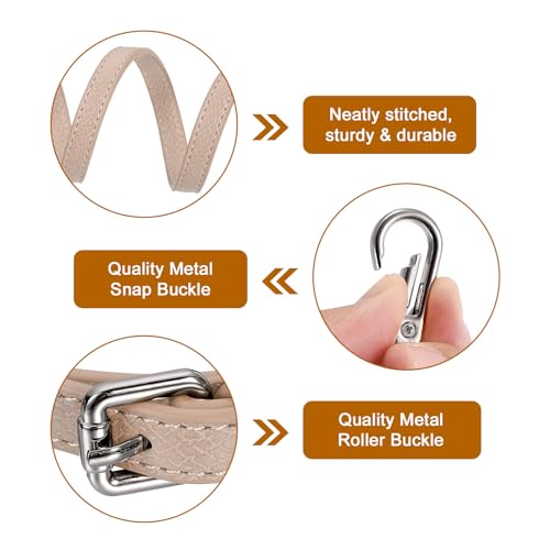 Image of uxcell Leather Bag Strap Replacement Adjustable Crossbody Bag Straps Conversion for Shoulder Bag Handbag Purse, Apricot, Silver Buckle