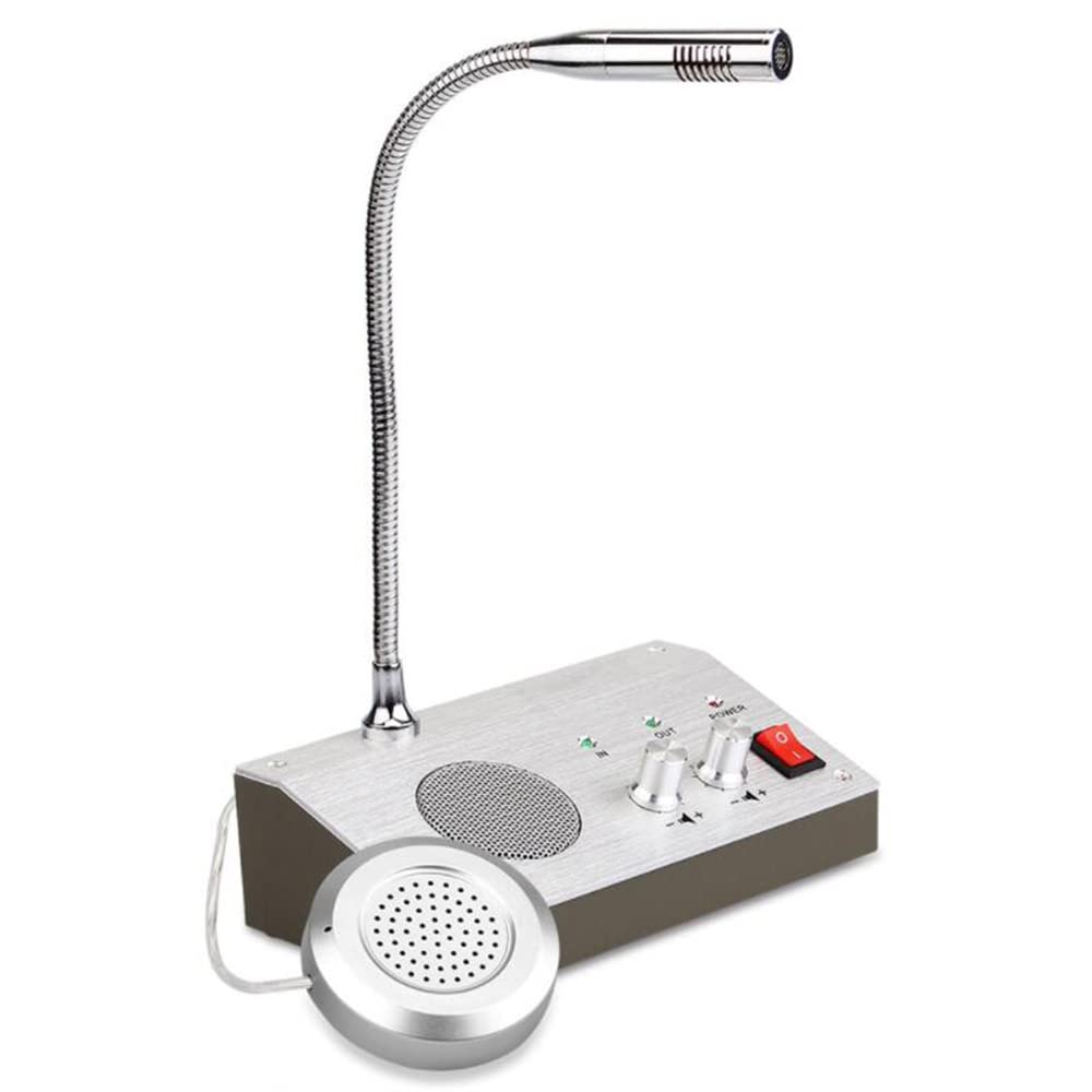 JHshop Dual Way Counter Intercom, Counter Interphone Window Speaker System Dual-Way Counter Intercom for Bank Restaurants Hotels