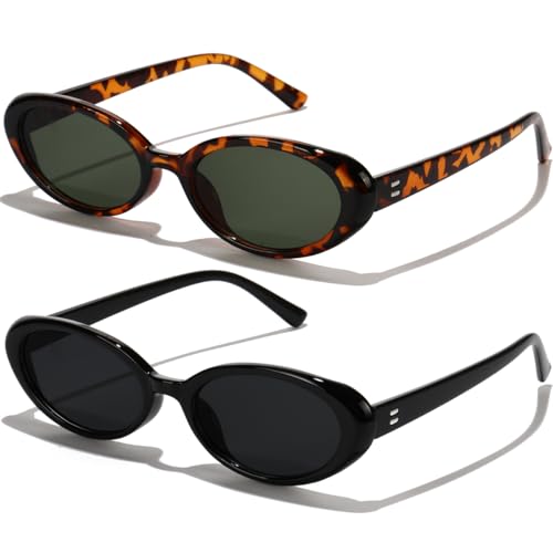 GFUIARA Oval Sunglasses for Women Men Fashion Small 90s Style Sun Glasses UV400