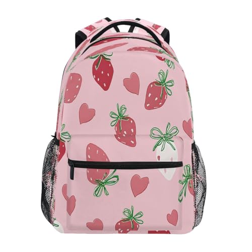 Strawberry Bow Heart Pattern Kids Backpack for Boys Girls Backpacks Student Backpack Big For Elementary School Shoulder Bag Bookbag