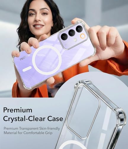 Image of Jkobi Shockproof Crystal-Clear Back Cover for Realme C85 5G | Realme Narzo 90x (Magsafe Wireless Support | Drop & Camera Protection | Hard Polycarbonate)