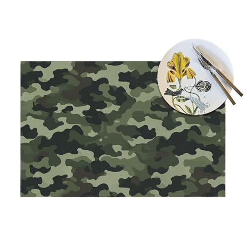 Sets de table camouflage vert pour repas en terrasse et d'extérieur - 8