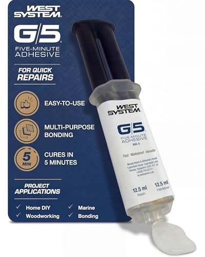 WEST SYSTEM G/5 5 Minute Epoxy Glue Syringe - Strong Instant Adhesive Resin for Metal, Wood & More - 2 Part Epoxy Resin for Quick Repairs - Great for Small fixes at Home, on the Boat & More