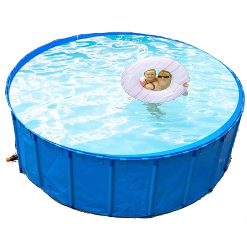 Piscinas Desmontables Acero/ Piscina Marco Piscina Infantil Al Aire Libre, Piscina Familiar Para El Hogar, Diámetros: 1, 2, 3, 4 Y 5 M, Piscina Infantil Azul, Estanque Temporal Circular Con Koi.(Deep