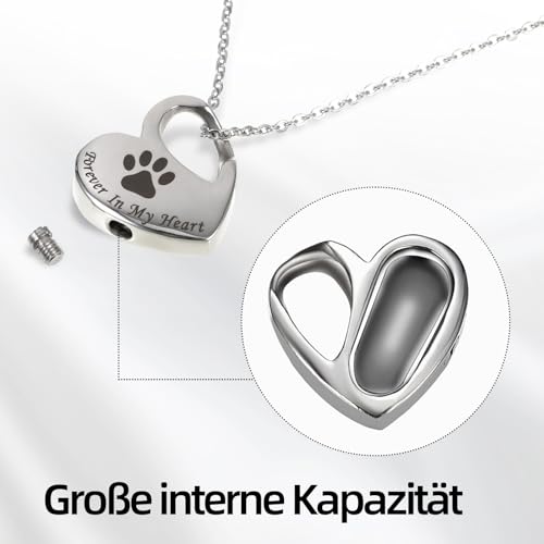 uinnossvc Urne Halskette für Asche, Herz Urne Kette mit Gravur, Halskette mit Gravur Herz, Edelstahl Asche Schmuck Memorial Anhänger mit Trichterfüller Kit