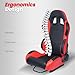 Universal Racing Seats for Cars, 1 Pair Race Car Seats with Dual Lock Sliders, Black and Red PVC Leather, 165° Adjustment, For Car Use, Not Including Seat Bracket