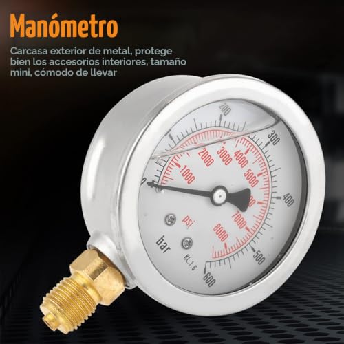 Manómetro hidráulico G1/4" para controlar la presión de agua de 0 a 600 bares sin errores 7