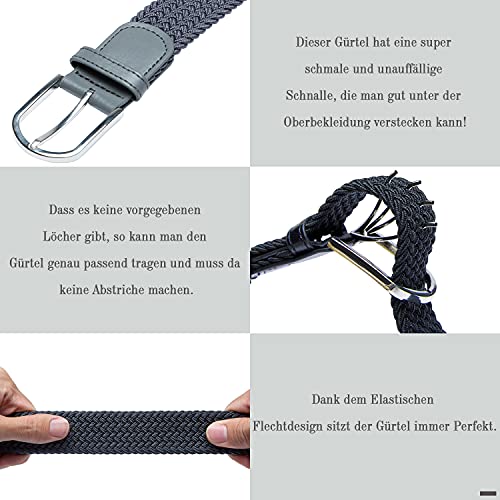 Tangchao Elastische stoffen riem, gevlochten stretchgordel voor dames en heren, breedte 3,3 cm - Image 5