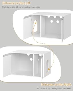 Hzuaneri Mobile Lettiera per Gatti, Mobiletto Lettiera Gatto, Casa per Gatto, Con Porta e Divisorio Separato, 80 x 48,5 x 48,5 cm, Bianco CB01403X