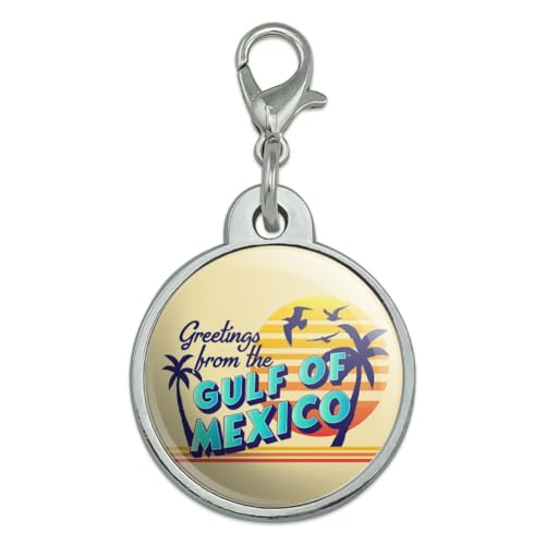 Graphics & More Gulf of Mexico Postcard Chrome Plated Metal Pet Dog Cat ID Tag - Small