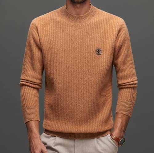 Mens 100% Wool Mock Turtleneck Sweater Fashionable and Casual Basic Pullover Winter Wool Sweater3