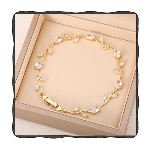 Image of Acnos Wholesale Fine Jewelry Gold Silver Plated Brass Bracelet Exquisite Diamond Zircon Bow and Flower Charm Bracelet for Women