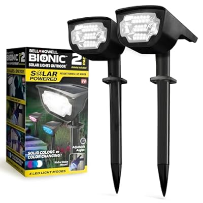 Bell+Howell Solar Lights Outdoor Bionic Burst Waterproof IP67 Path Lights, Landscape Outdoor Solar Lights for Yard Auto On/Off LED Bulbs, Wireless, Multicolor, Adjustable Light 2 Pieces