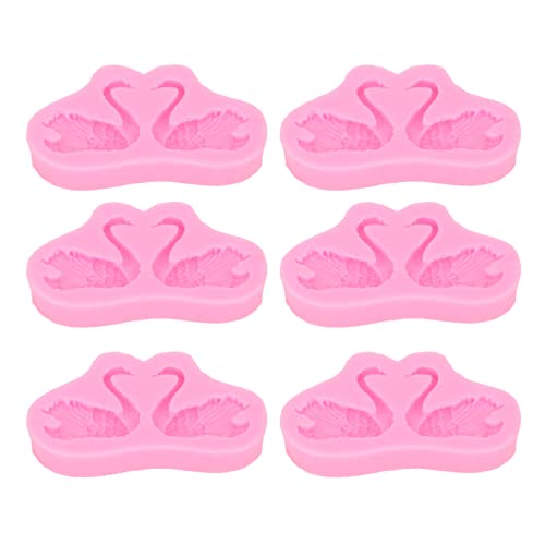 Respicefinem Swan Profesión de molde de fondant Stick liberación fácil de silicona 3D Molma para hornear ideal para decoración de pasteles de chocolate Conjunto de 6pcs de 6
