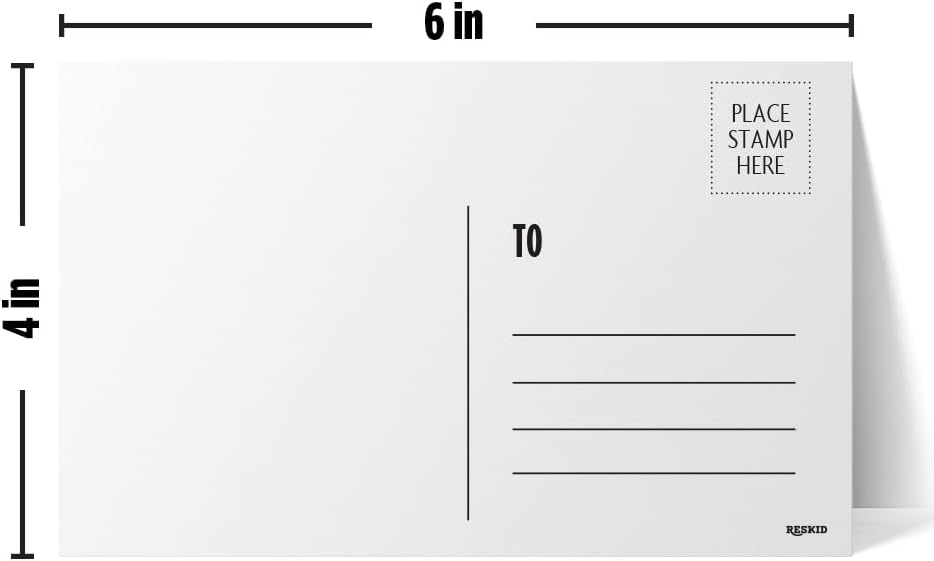 Reskid Blank Postcards for Mailing. 100 White 4x6 Blank Post Cards, Blank Mailable Postcards Set. 14pt Postcard Paper Cardstock, Bulk Post Card Pack. : Office Products