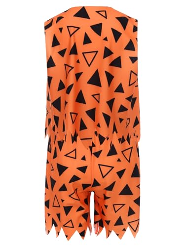 Kids Boys Caveman Clothing Stone Age Outfits Sleeveless Jagged Trim Vest and Shorts with Inflatable Stick4