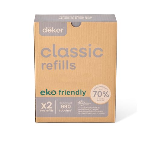 Diaper Dekor Classic Diaper Pail Refills | 2 Count Unscented | Exclusive End-of-Liner Marking | Quick & Easy to Replace | Most Economical Refill System | for Original and Eko Style Pails