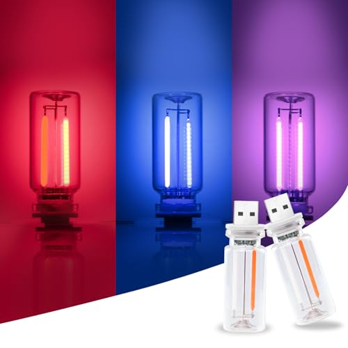 2 Pcs Car Three-Color USB Light,Touch Dimmable Night LED Lights,Car Accessories Interior Light,Led...