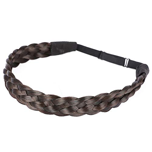 Vigour Synthetic Hair Headband Plaited Hair Head Hoop Elastic Stretch Hairpiece Braided Hair Headbands for Girls or Women's Hair Accessories Mix Brown Color