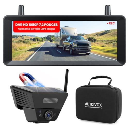 AUTO-VOX Magnetische Solar Rückfahrkamera Kabellose: 1 Min Installation 1080P HD Zwei-Kanal mit Aufnahmefunktion für Wohnmobile LKW Anhänger 7.2 singlecam Magnetic