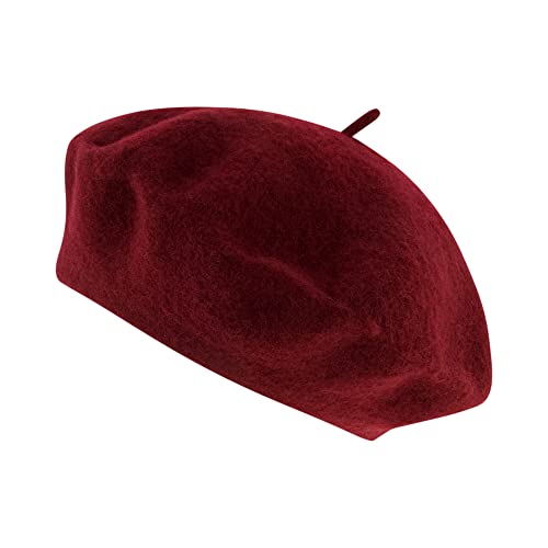C & C California Beret Hat, Classic Wool French Beret For Men And Women, Burgundy, One Size #TOP21