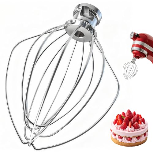 Comparison: Best Stand Mixer Attachment For Frosting 5 Stainless Steel Wire Whip Attachment, Dishwasher Safe 6-Wire Whisk for KitchenAid 4.5-5 Qt Tilt-Head Stand Mixer, Whisk Attachment for Eggs, Cream & Frosting, Heavy Duty (Replacement K45WW)