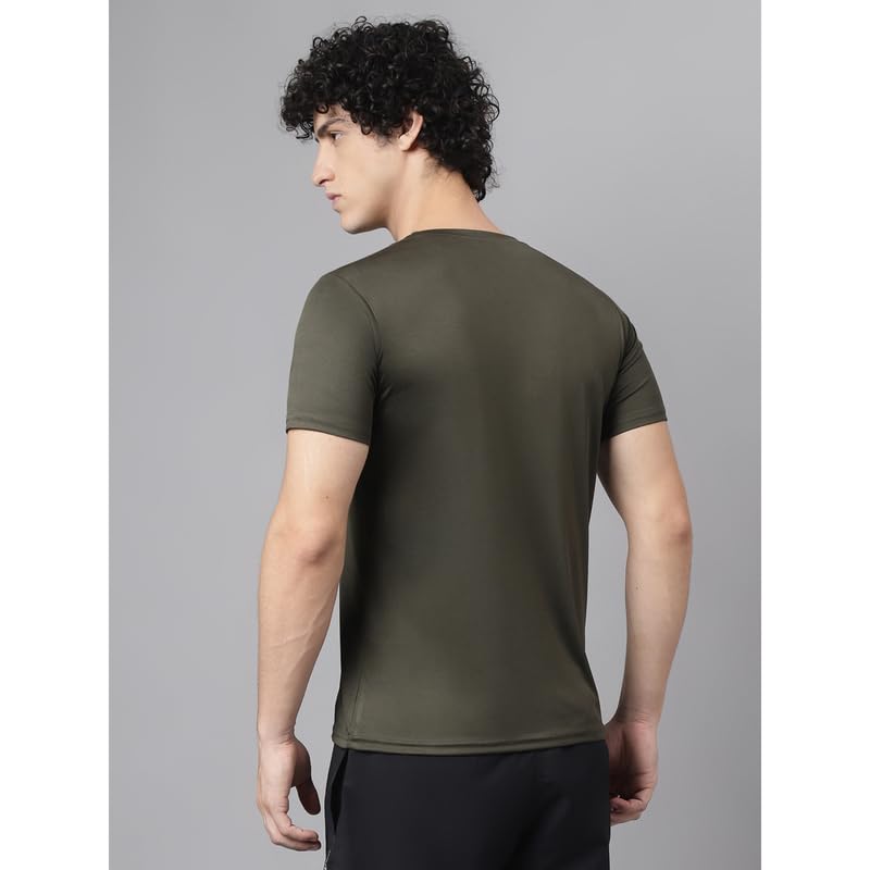 Image of ATICX Slim Fit Polyester Sports T-Shirt for Men - Round Neck Quick Dry Fit Half Sleeve Breathable Stylish Gym & Workout Tee - Lightweight Running Cycling Football Swimming Training Sportswear Top