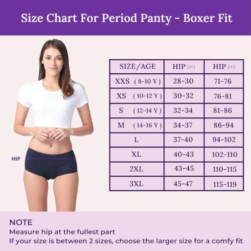 Image of Adira | Period Panty Boxer for Women | Boxer Fit for High Flow | with Support Patch for Pad | Leakproof & Skin Friendly | for School, Travel & Work | Patented | Pack of 2