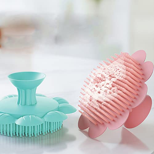 Baby Kids Children Shampoo Bath Bathing Shower Cap Hat Washing Hair Shield Hat Eyes & Ears Protection Silicone Shower Cap With A Bath Brush(Pink) #TOP2