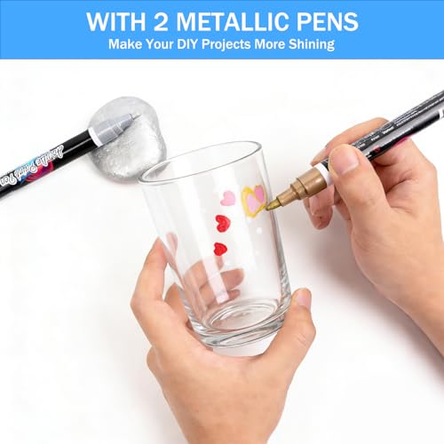 IJIANG Wine Glass Markers 12 Pcs, 3mm Tip, Non-Toxic Window Markers for Glass Washable, Wine Markers for Parties, Weddings, and Ceramic Bowls