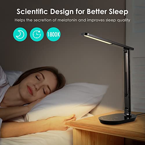 LASTAR LED Desk Lamp, Dimmable Eye-Protecting Table Lamps with Night Light, USB Charging Port, 4 Color Temperature Modes, 5 Brightness Levels, 1H Timer, Touch Control for Home Office Bedroom - Image 7