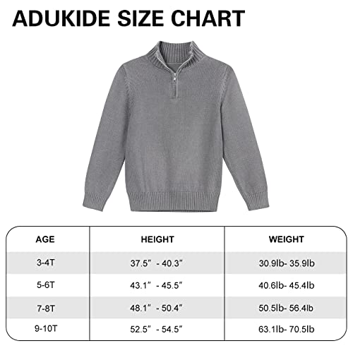 Adukide Little Boys Linght Grey Knitted Sweater Quarter Zip Pullover Sweatshirts Size 3 4 Long Sleeve Loose Lightweight Half Turtleneck Clothing #TOP5