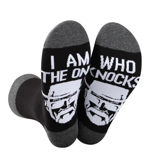 G2TUP Walter White Socks Jesse Pinkman Fans Gift I Am The One Who Knocks Socks Skyler & Holly Merch (US Alpha One Size Regular Regular One Who Knocks)