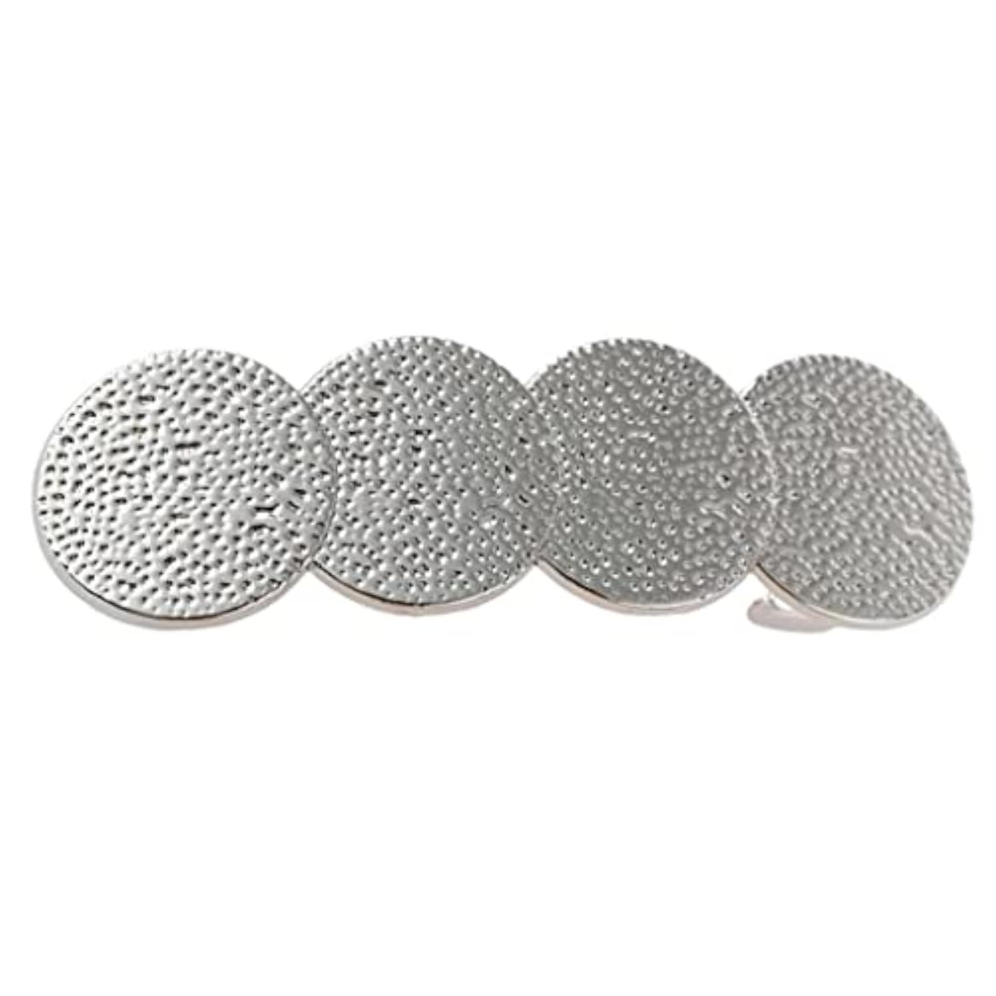 2X Geometric Round Hair Clip for Women, Silver
