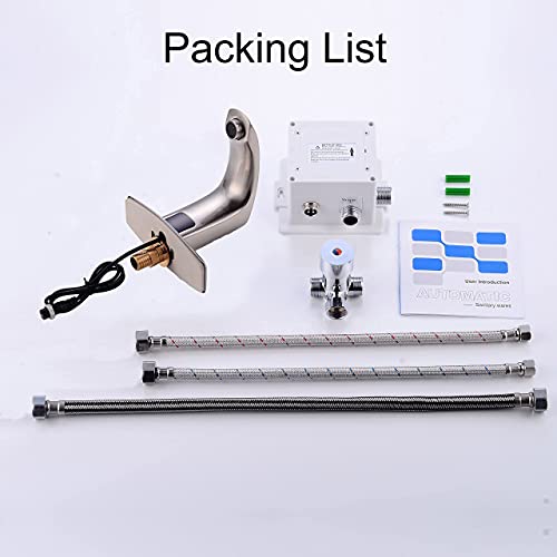 Gangang Brushed Nickel Commercial Automatic Motion Sensor Faucet Touchless Bathroom Sink Hot Cold Mixer With Mixing Valve #TOP7