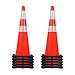 2 Pack 36 Inch Traffic Safety Cones Orange Parking Cones with Reflective Collars Heavy Duty Black Base Construction Cone Structurally Stable for Road Warning Parking Lot Traffic Control (2)