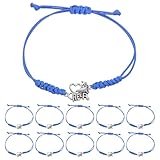 GARVALON Pulseras Ajustables de Hilo Trenzado para Equipo de Animadoras, 12 Unidades Azul, Joyería Deportiva para Niñas y Adolescentes, Accesorio de Espíritu de Equipo Adecuado
