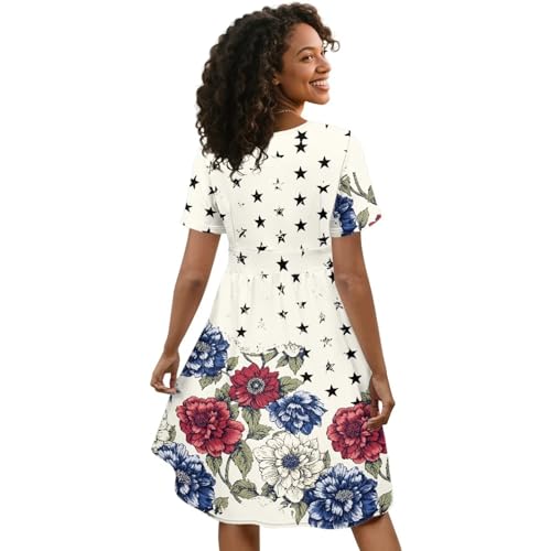 Image of Women's Summer Formal Dresses Short Sleeve Wrap V Neck Dresses Bridesmaid Wedding Guest Dress with Pockets