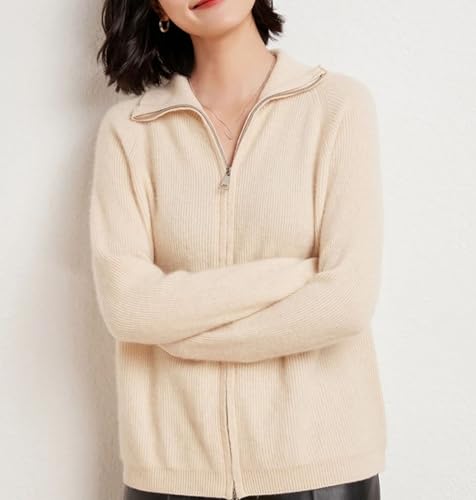 Zipper Cardigan Women Merino Wool Sweater Long Sleeve Casual Cashmere Knitwear Female Tops4