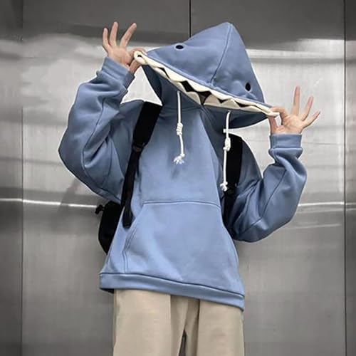 Lambo Tier-Hoodie - Blaue Kapuzenpullover für Damen in Haifischform mit Langen Ärmeln - Paar-Pullover, Tier-Kapuzen-Cartoon-Sweatshirt für Männer und Frauen