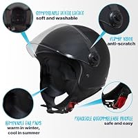 VINZ Como Jethelm mit Visier ECE 22.06 Zertifiziert | Roller Helm Mopedhelm Für Motoroller & Vespa | Herren & Damen | Motorradhelm in XS-XL | Erhältlich in 4 Farben - Matt Schwarz – Ansicht 2