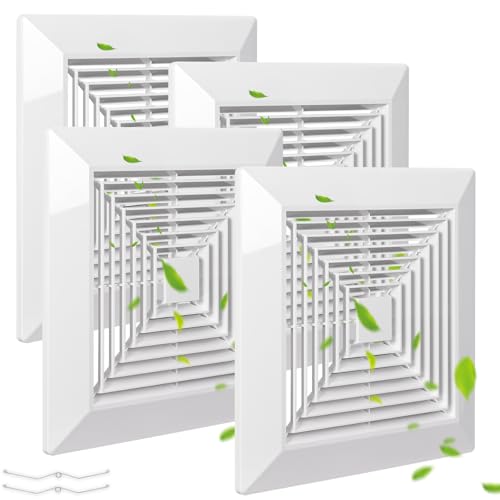 Cubierta blanca para extractor de baño (paquete de 4 unidades, 12 x 12 pulgadas), con resorte, montaje en techo o pared, rejilla, difusor de aire, campana de ventilación, accesorios de reemplazo miniatura 1