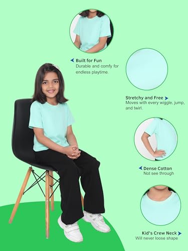 Image of Girl's Solid Regular Fit Half Sleeve 100% Pure Cotton T-Shirt