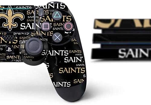 Skinit Decal Gaming Skin Compatible with PS4 Pro Console and Controller Bundle - Officially Licensed NFL New Orleans Saints Black Blast Design