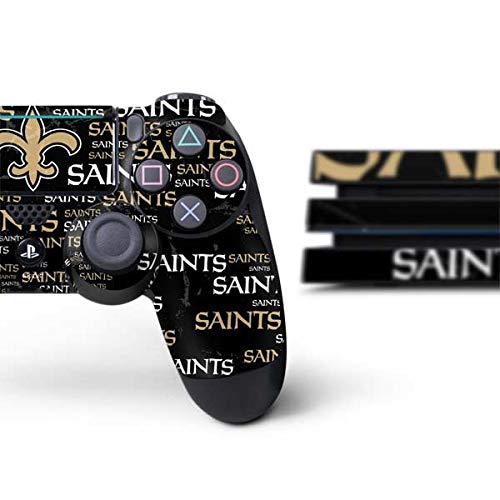 Skinit Decal Gaming Skin Compatible with PS4 Pro Console and Controller Bundle - Officially Licensed NFL New Orleans Saints Black Blast Design