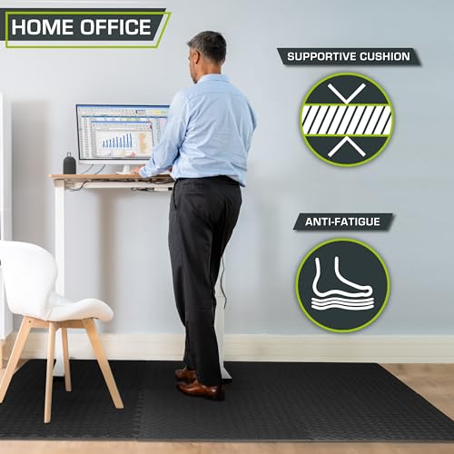 ProsourceFit Puzzle Exercise Mat ½ in, EVA Interlocking Foam Floor Tiles for Home Gym, Mat for Home Workout Equipment, Floor Padding for Kids, Black, 24 in x 24 in x ½ in, 24 Sq Ft - 6 Tiles - Image 5