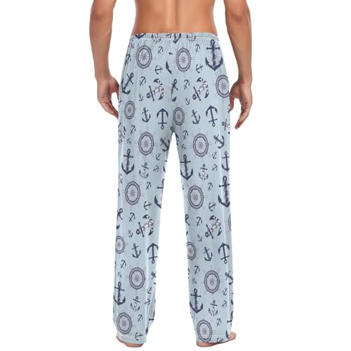 Mens Pajama Pants Nautical Anchors Ship Boat Lounge Men's Pajama Bottoms Soft Sleep Pants With Pockets L4