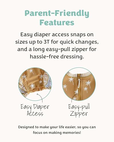 Caden Lane Long Sleeve Rash Guard with Ruffle Bottom, Girls Swimwear with UPF 50+ Sun Protection, Quick-Drying, Sun and Chlorine Resistant Fabric Beachwear, Island Vibes, 12-18 Months4